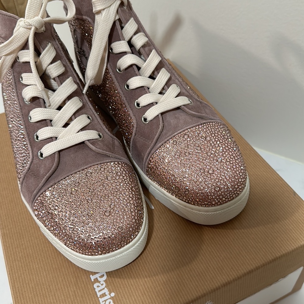 Louboutin Louis flat veau strass rose gold 40 nwt - Picture 4 of 8
